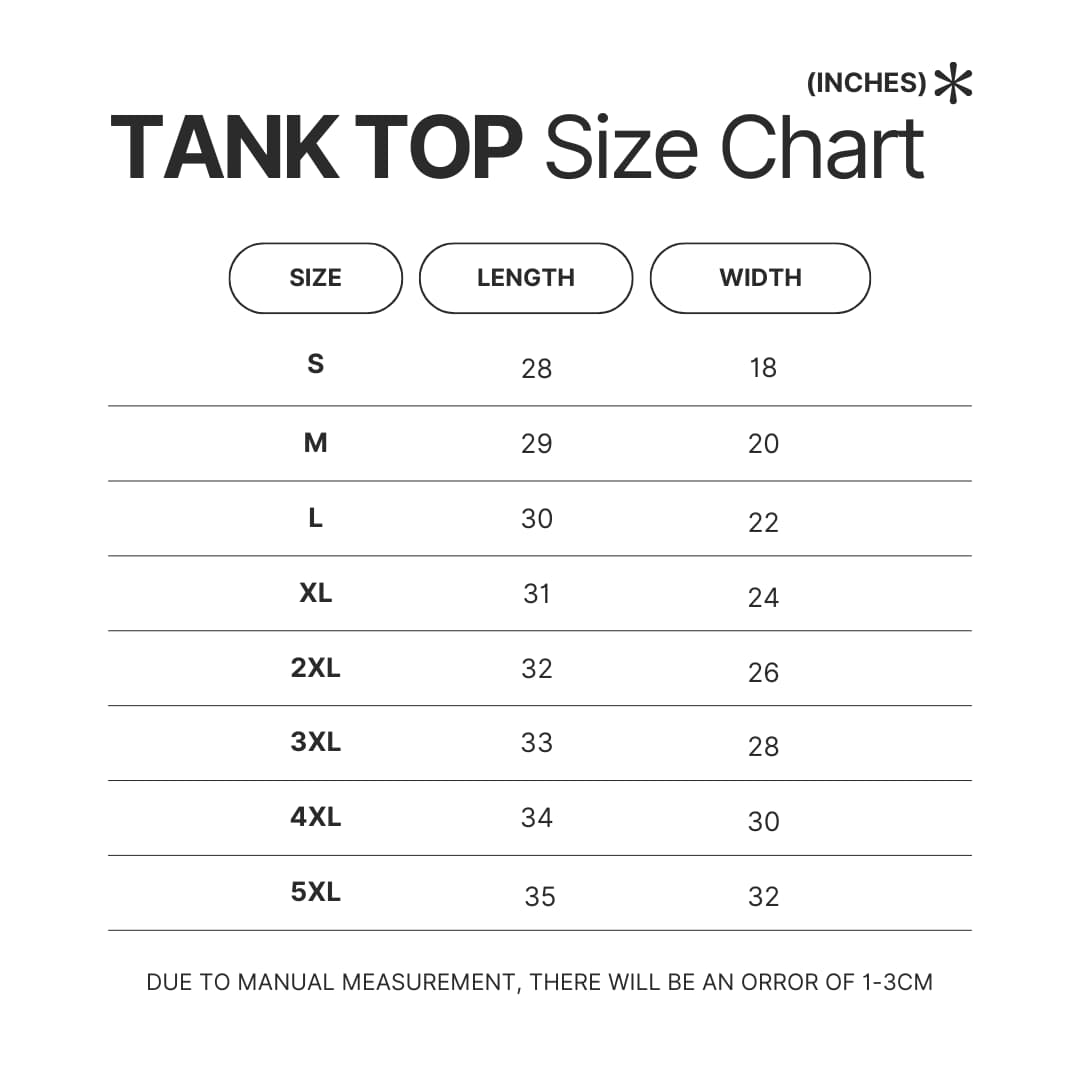 Tank Top Size Chart - Zom 100 Store